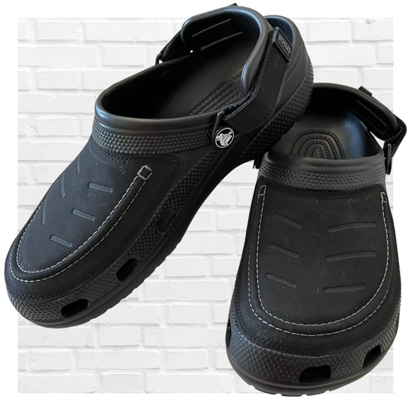 CROCS Mens 8 Yukon Vista Sling Back Slip On Clog Black Faux Leather Non Slip main image 9